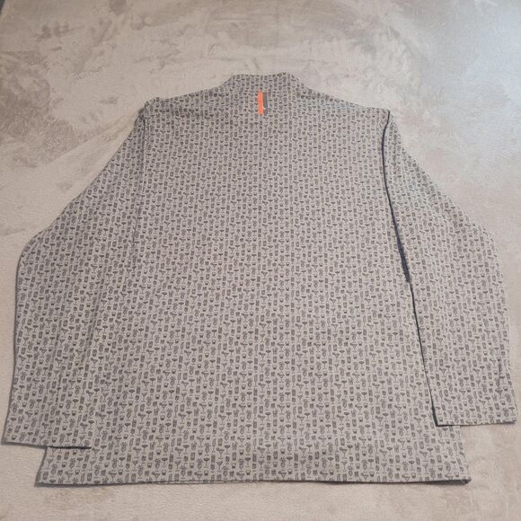 Birdie Bound Golf Pullover Mens XL Gray Cocktail Print 1/4 Zip Pockets Stretch - Picture 9 of 11